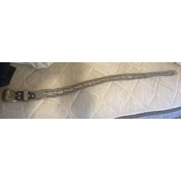 Vintage Authentic Silver Tone Metal Mesh Alligator Crocodile Belt 85cm 32\